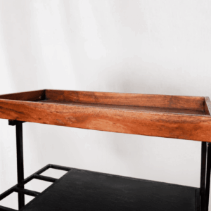 Desserte industrielle bois et pierre grise