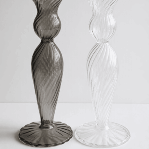 Bougeoirs en verre torsadé