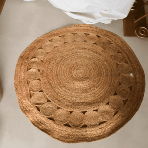 Tapis rond en jute ajouré