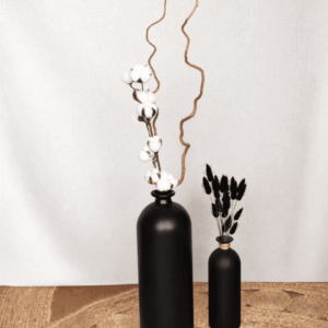 Vase céramique noir et ficelle en jute