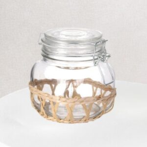 Pots en verre hermétiques avec raphia amovible