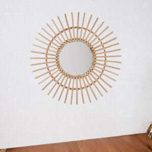 Miroir soleil en rotin